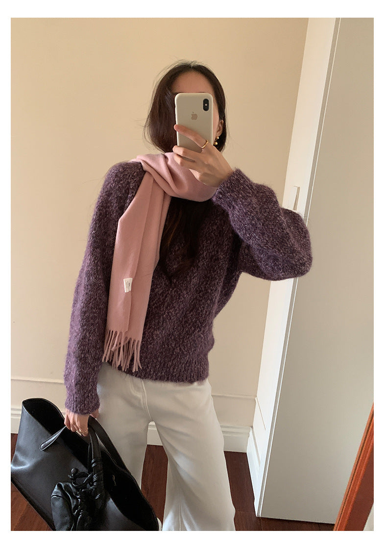 【H5505】實拍復古氣質花紗加厚針織毛衣251118