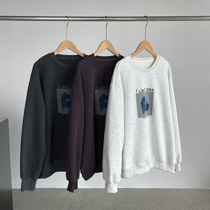 【cimD20307】實拍大人系印花加绒寬鬆衛衣251114