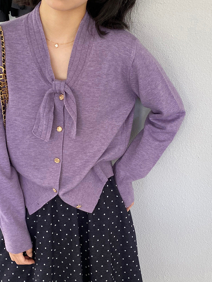 【cimJ8902】實拍氣質小香蝴蝶结針織開衫251114