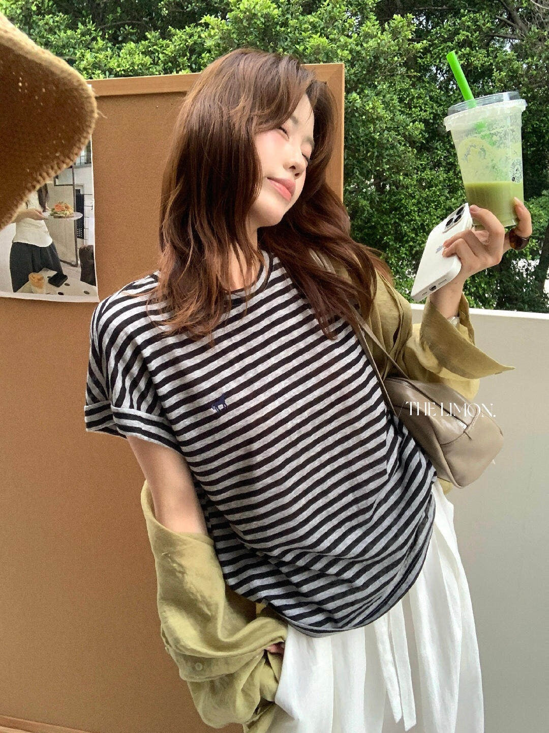 【L10695】韓系復古學院風🐎百搭親膚條紋小馬刺繡圓領短袖T恤260526