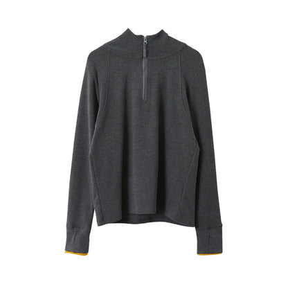 【LD11028】實拍德絨舒適極簡半拉鍊連帽衞衣251124