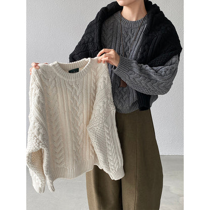 【cimz1398】實拍復古加厚保暖棒針麻花針織毛衣（棉羊毛17)251120