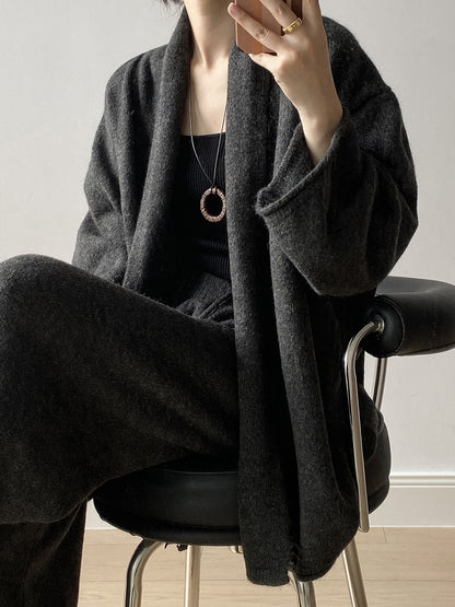 【YP1018】 實拍秋冬高級感慵懶針織開衫＋繫帶＋高腰針織闊腿褲 套裝251023