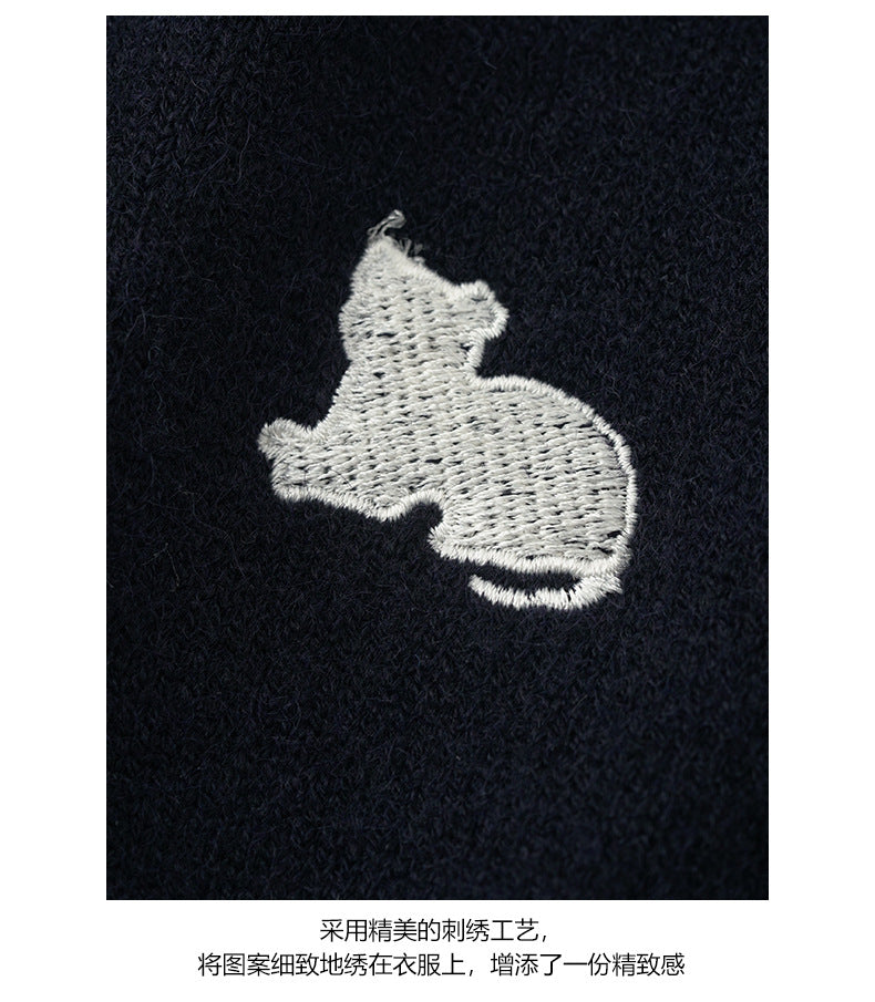 【H564】實拍貓咪刺繡Polo針織衫251021
