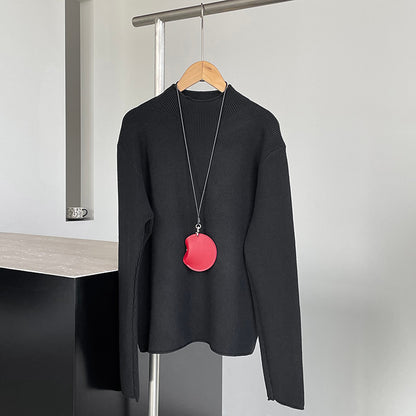 【cimYL713】實拍加厚捲邊半高領保暖針織衫251201