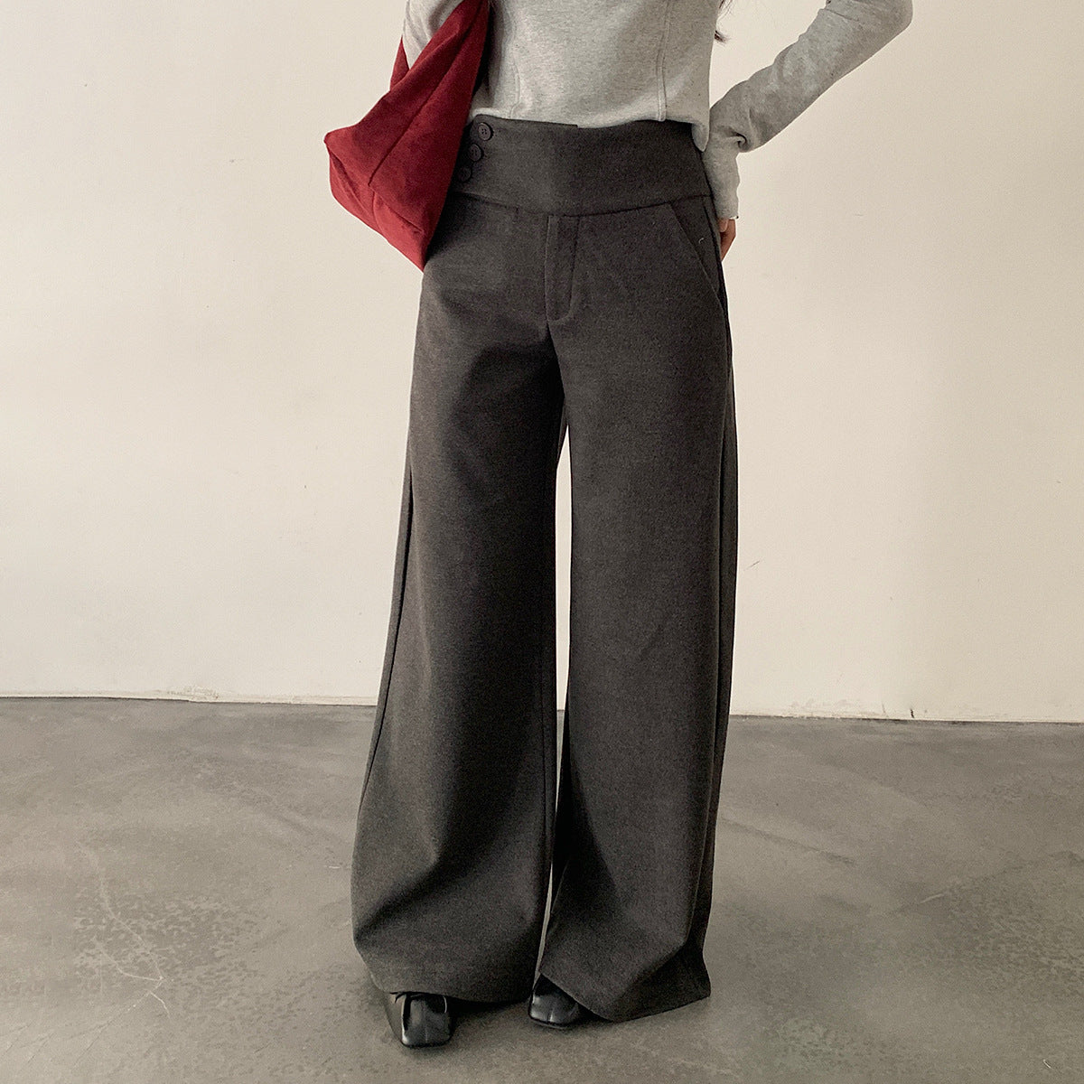 【LD11048】實拍S~XL秋冬毛呢厚款高腰直筒褲251202