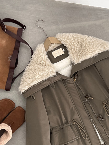 【cimz1727】實拍行走的火爐重工牛角扣大翻領工裝羽絨外套大衣(白鴨絨50)251120