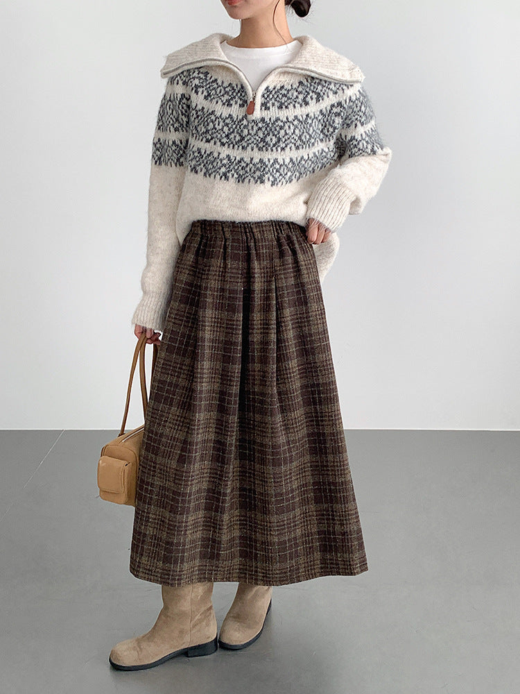 【LD11004】實拍兔絨毛混紡費爾島針織毛衣半拉鏈大翻領251110