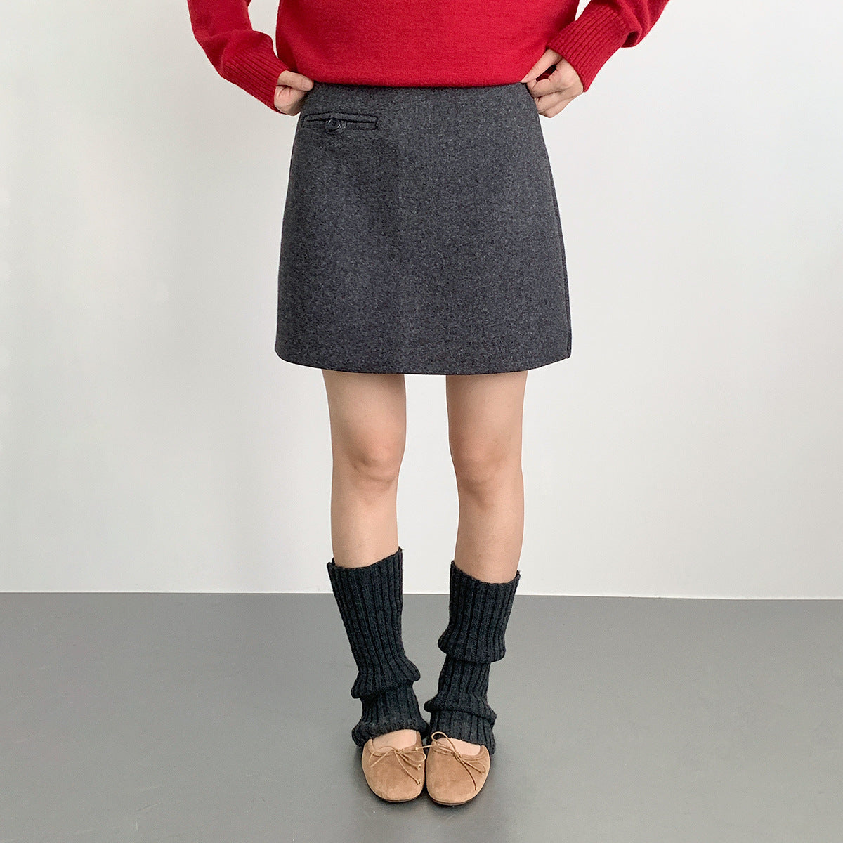 【LD11068】實拍S~XL加厚羊毛呢高腰a字短裙(羊毛10%)251209