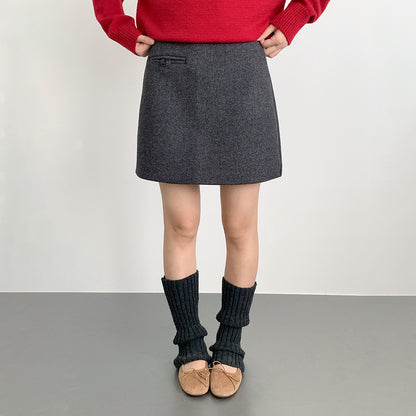【LD11068】實拍S~XL加厚羊毛呢高腰a字短裙(羊毛10%)251209
