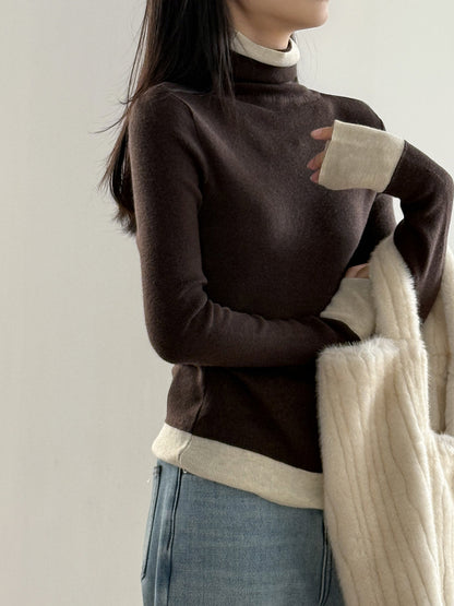 【Y352】實拍撞色高領針織衫（含羊毛10%)
251106