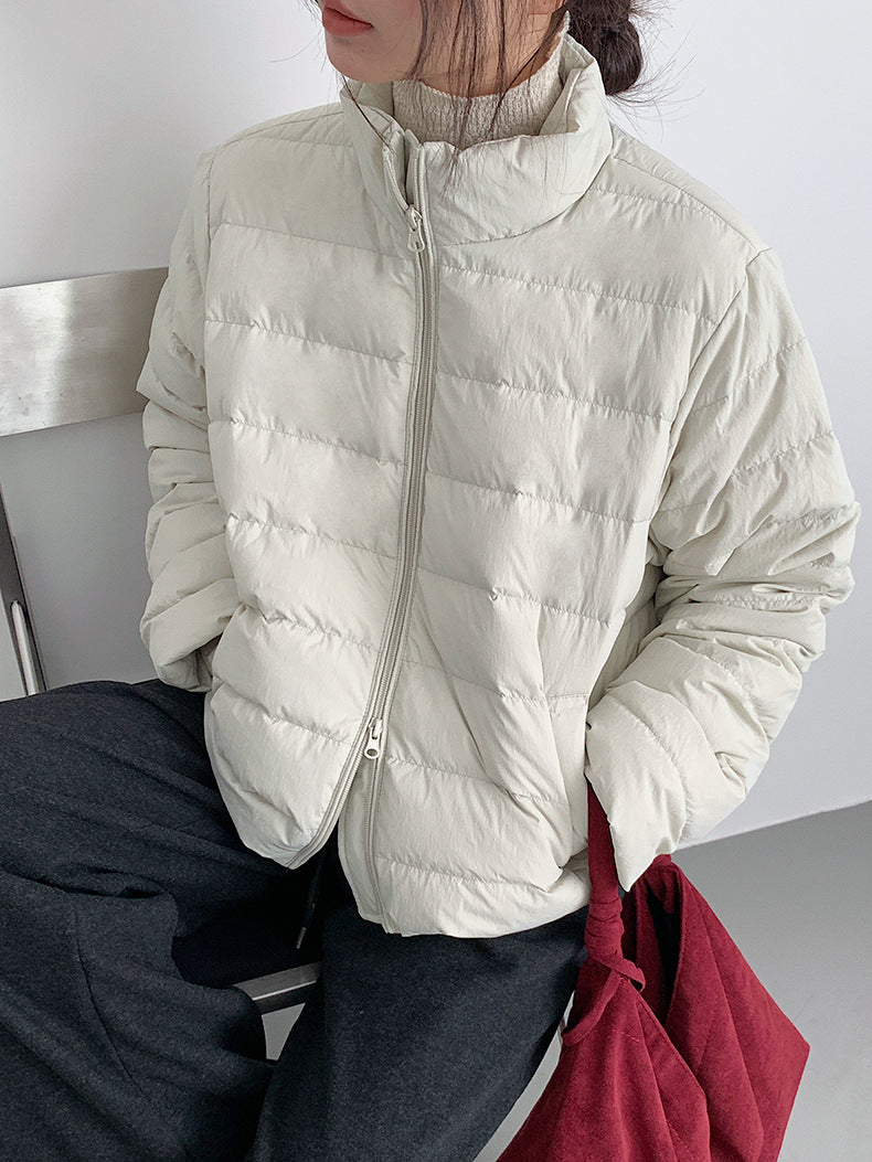 【LD11067】實拍簡約設計保暖立領含絨棉服外套（白鴨絨50%)
251209