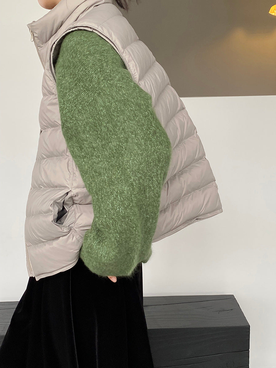 【cimz6377】實拍立領排骨雙頭拉鏈羽絨背心(90白鴨絨)251120