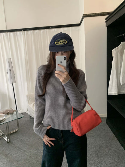 【H5484】實拍秋冬加厚慵懶高領針織毛衣251109