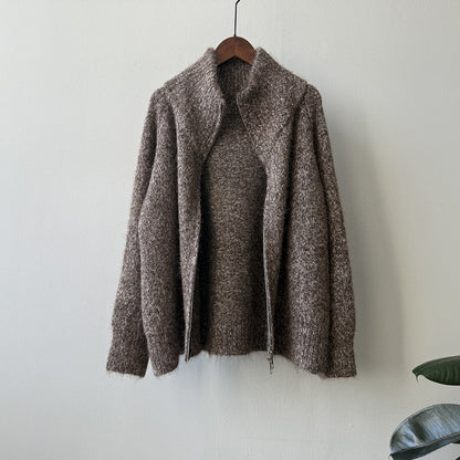 【YP1042】 實拍軟糯寬鬆高領針織毛衣外套(含羊毛4%) 251023