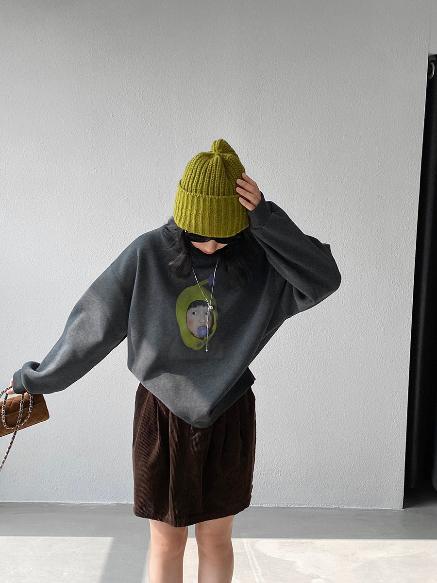 【cimz6389】實拍加絨加厚酪梨女孩長袖衞衣251120