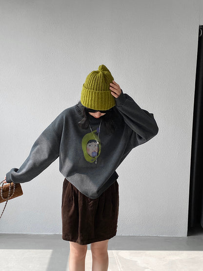 【cimz6389】實拍加絨加厚酪梨女孩長袖衞衣251120