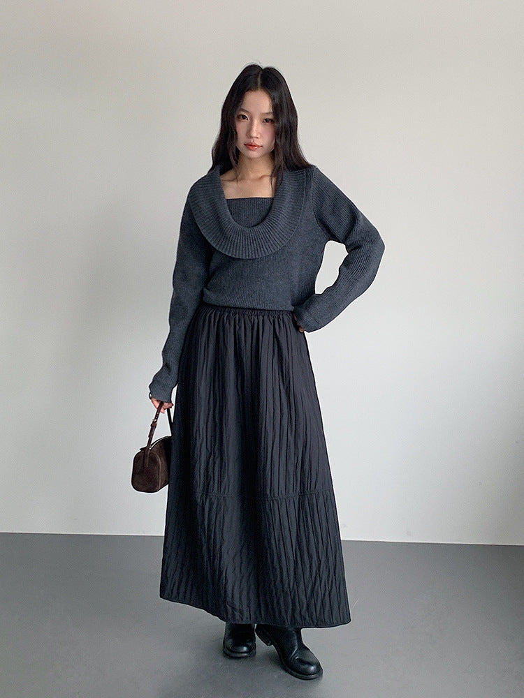 【LD11017】實拍日系加厚棉感保暖高腰花苞裙（左右有口袋）251110