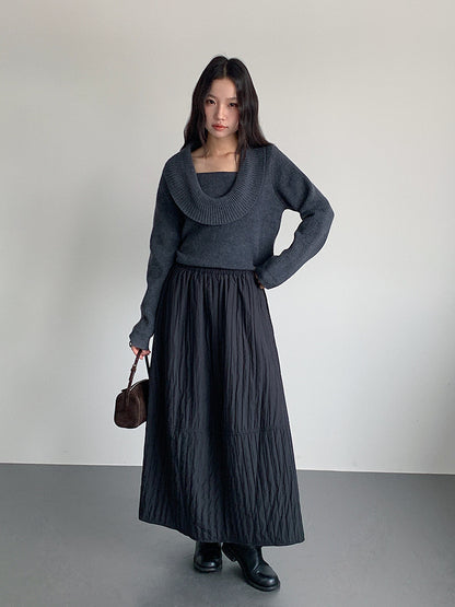 【LD11017】實拍日系加厚棉感保暖高腰花苞裙（左右有口袋）251110