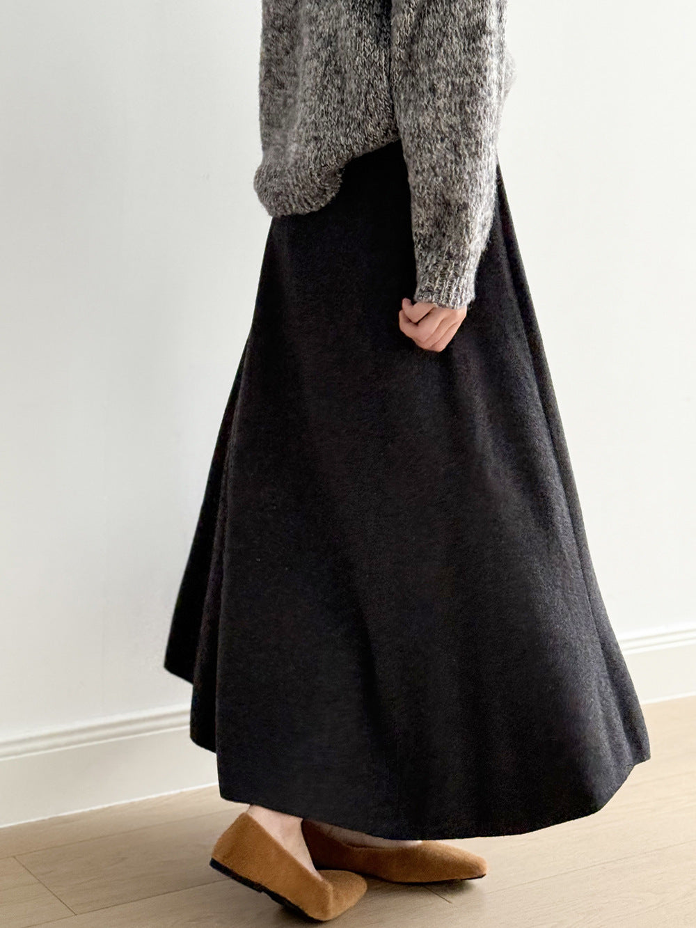 【Y0723】實拍冬季簡約針織大擺A字裙（棉羊毛4%)251106