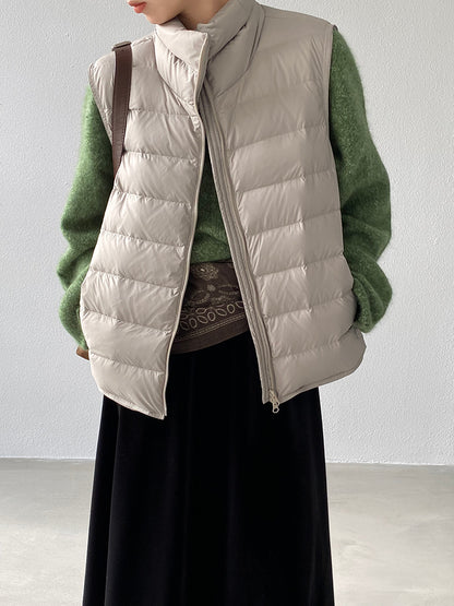 【cimz6377】實拍立領排骨雙頭拉鏈羽絨背心(90白鴨絨)251120