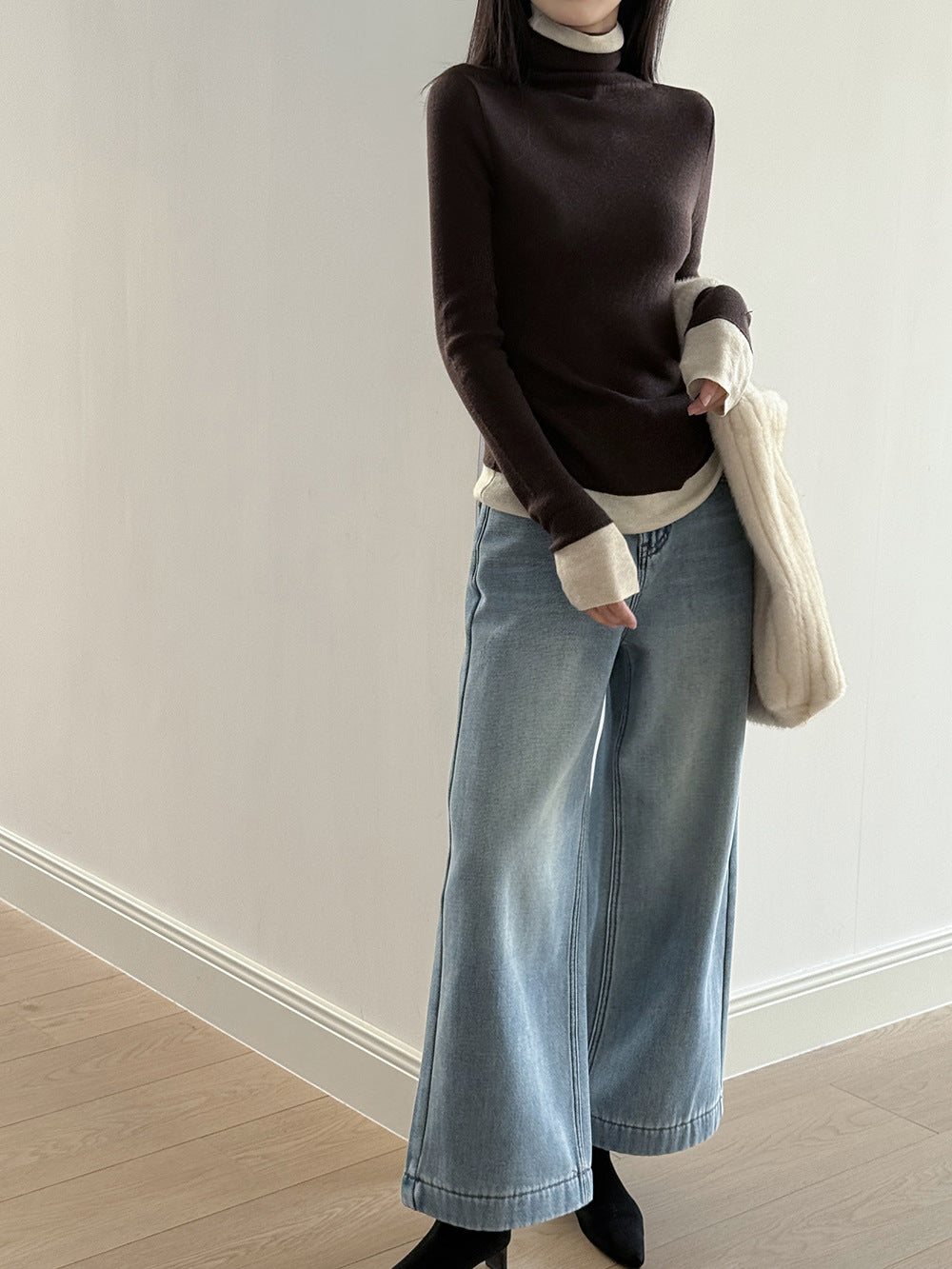 【Y352】實拍撞色高領針織衫（含羊毛10%)
251106