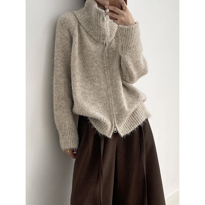 【YP1042】 實拍軟糯寬鬆高領針織毛衣外套(含羊毛4%) 251023