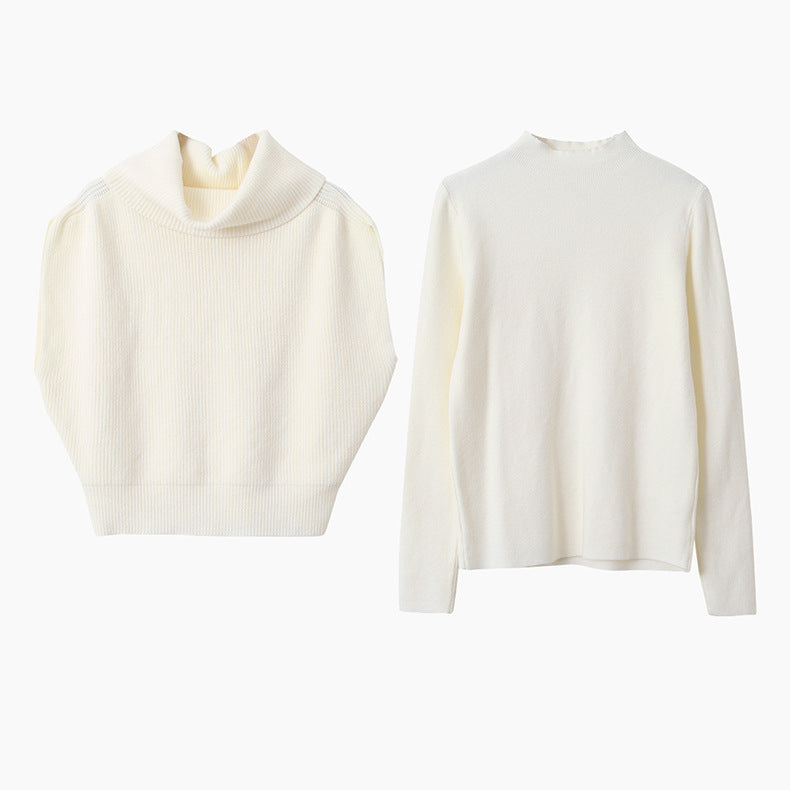 【LD11065】實拍半高領針織衫+針織背心251209