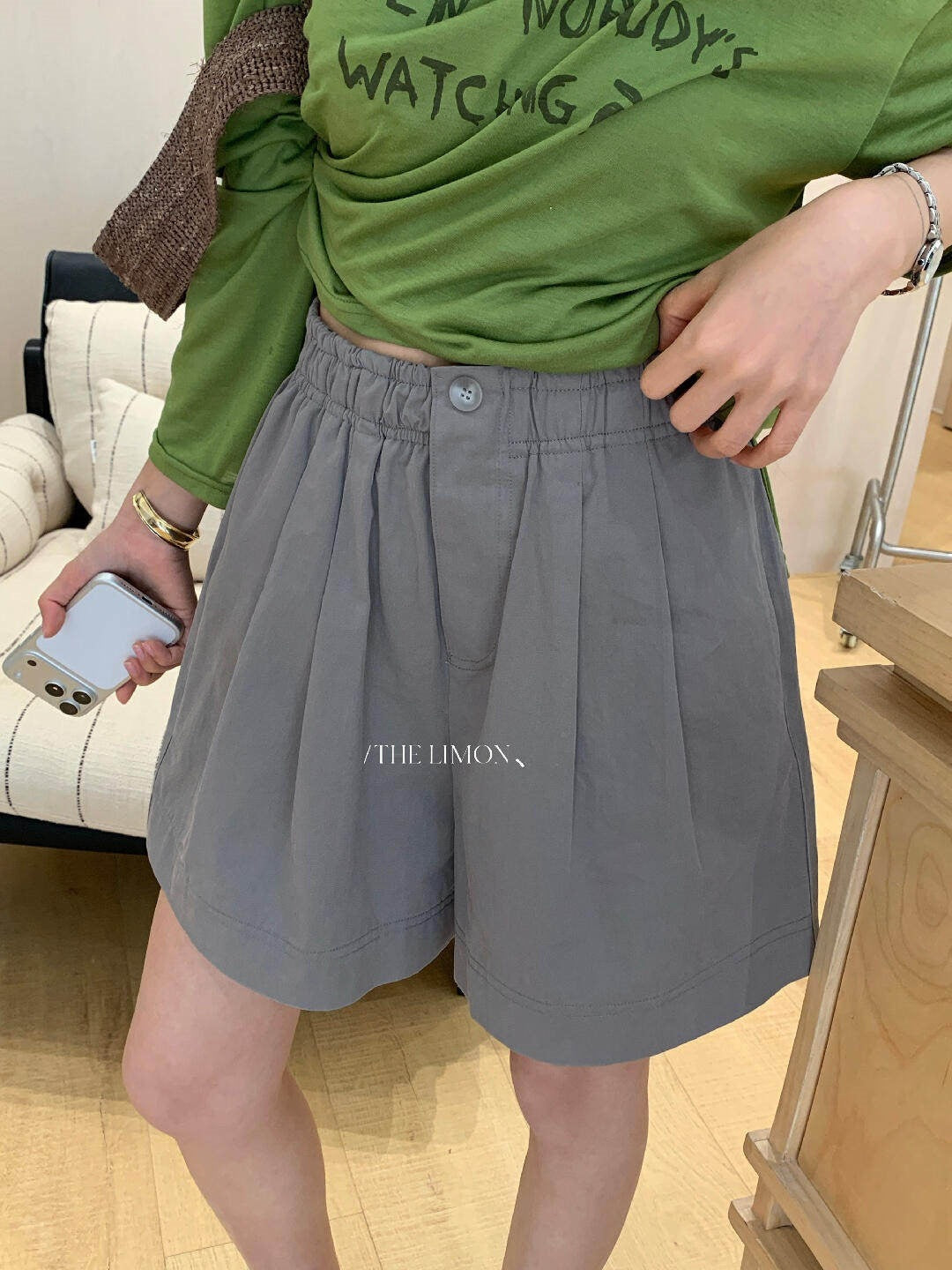 【L10713】夏日百搭神褲👖簡約遮肉顯瘦鬆緊腰A字版休閒短褲260511