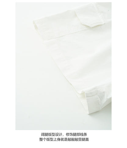 【H5182】實拍棉質工裝抽繩鬆緊腰口袋短褲250415