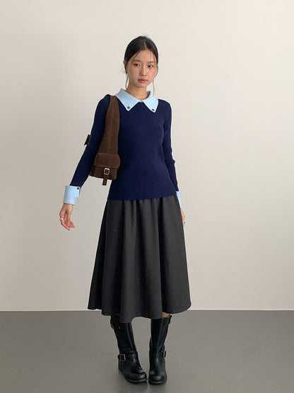 【LD11034】實拍毛呢超顯瘦保暖高腰大裙擺a字裙251124