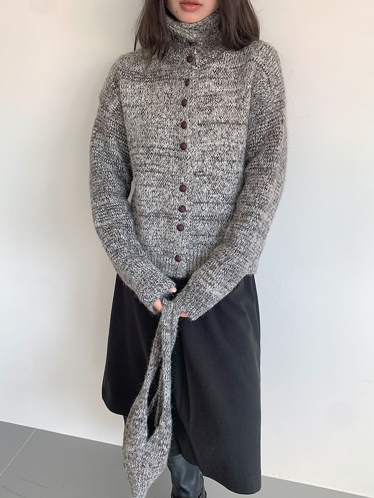 【LD3296】實拍輕奢復古寬翻領厚實針織外套＋針織包251103