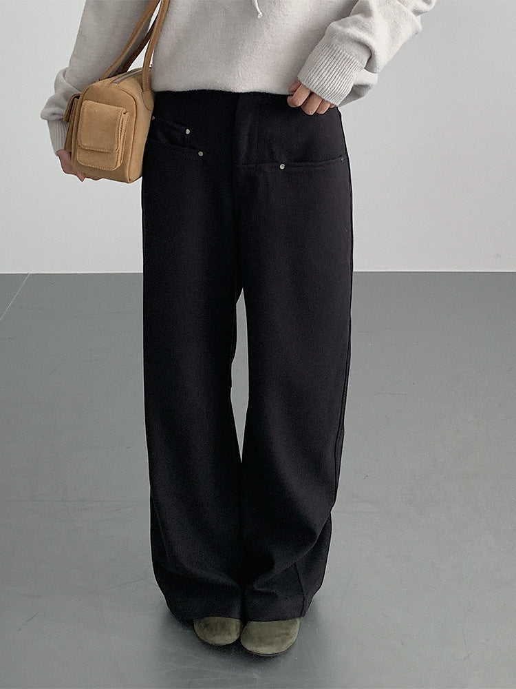 【LD3302】實拍S~XL秋冬顯瘦直筒毛呢休閒褲251103