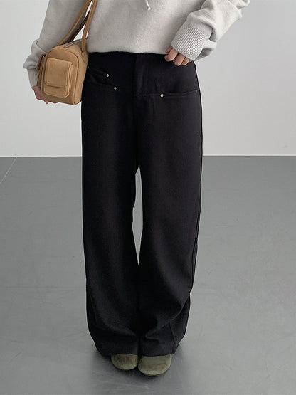 【LD3302】實拍S~XL秋冬顯瘦直筒毛呢休閒褲251103