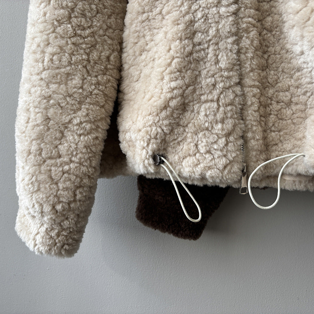 【YH8567】實拍冬天保暖厚款立领羊羔毛外套251113