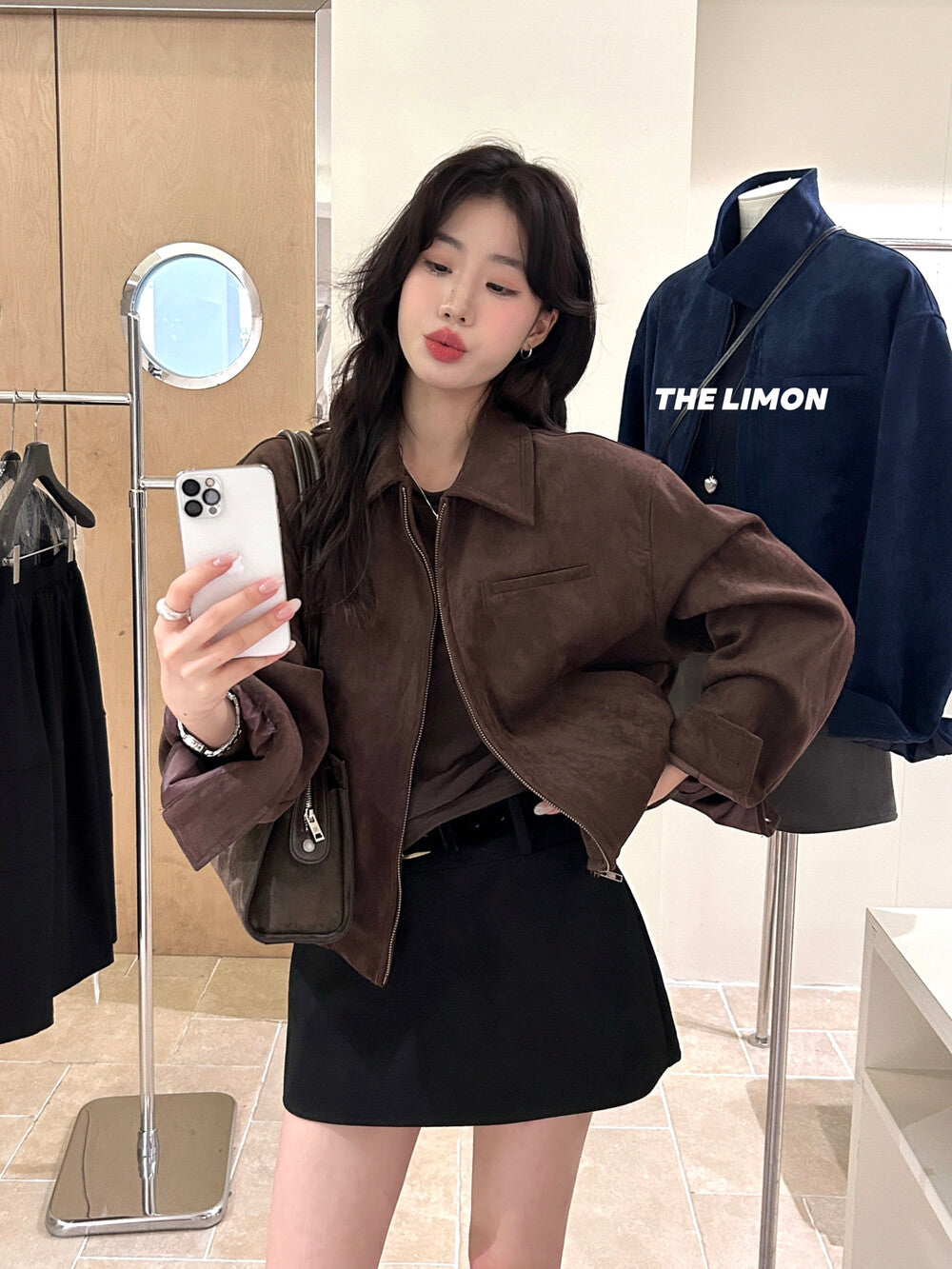 【L9150】實拍檸檬復古寬鬆羊津絨工裝長袖短外套251117