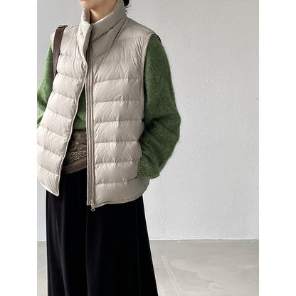 【cimz6377】實拍立領排骨雙頭拉鏈羽絨背心(90白鴨絨)251120