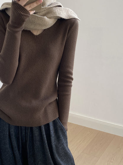 【YP313】實拍冬季氣質簡約v領針織衫251113