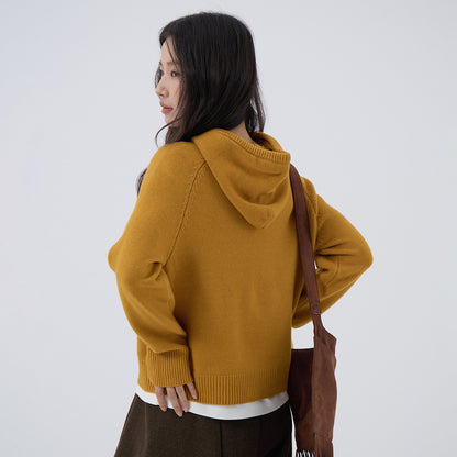 【LD3280】實拍慵懶小個子抽繩連帽針織毛衣251103