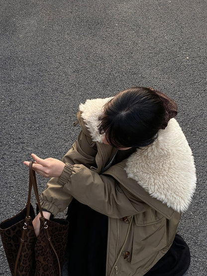 【cimz1727】實拍行走的火爐重工牛角扣大翻領工裝羽絨外套大衣(白鴨絨50)251120