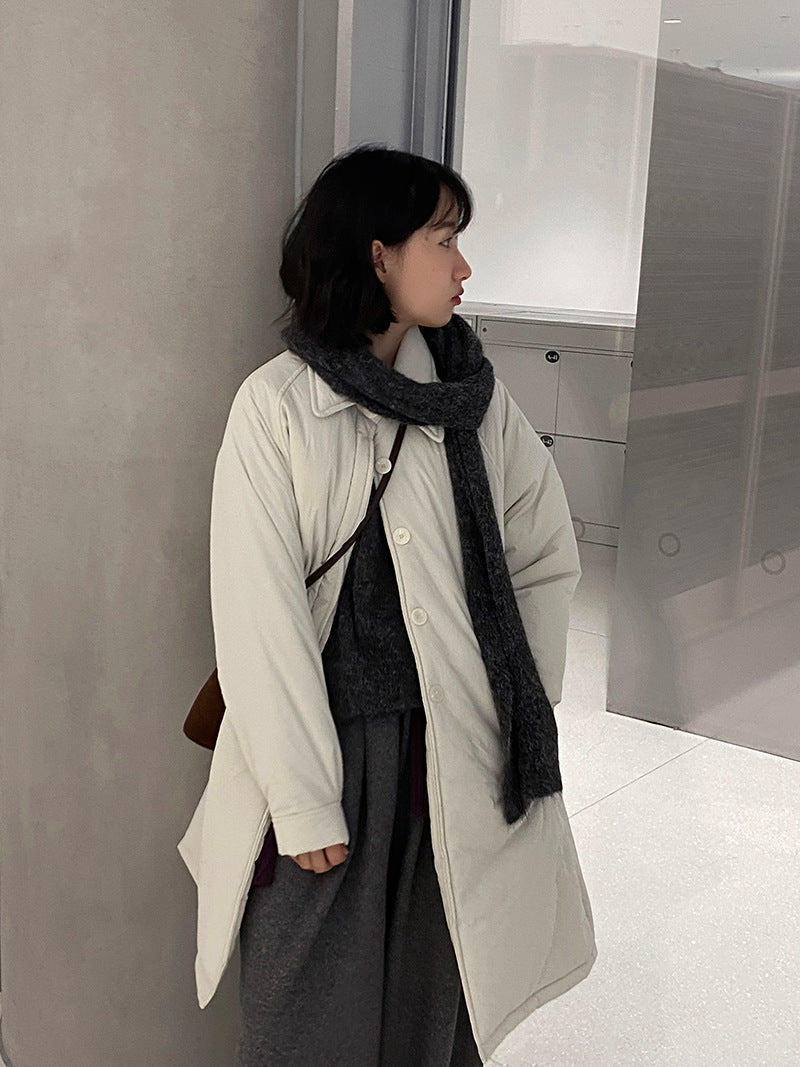 【cimz1235】 雪山奶糖 Muji 風輕薄初冬簡約廓形寬鬆棉服外套260108
