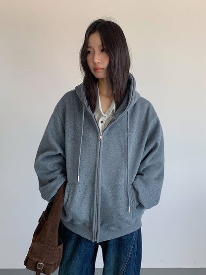 【LD11030】實拍冬季慵懶加絨加厚連帽衞衣外套251124