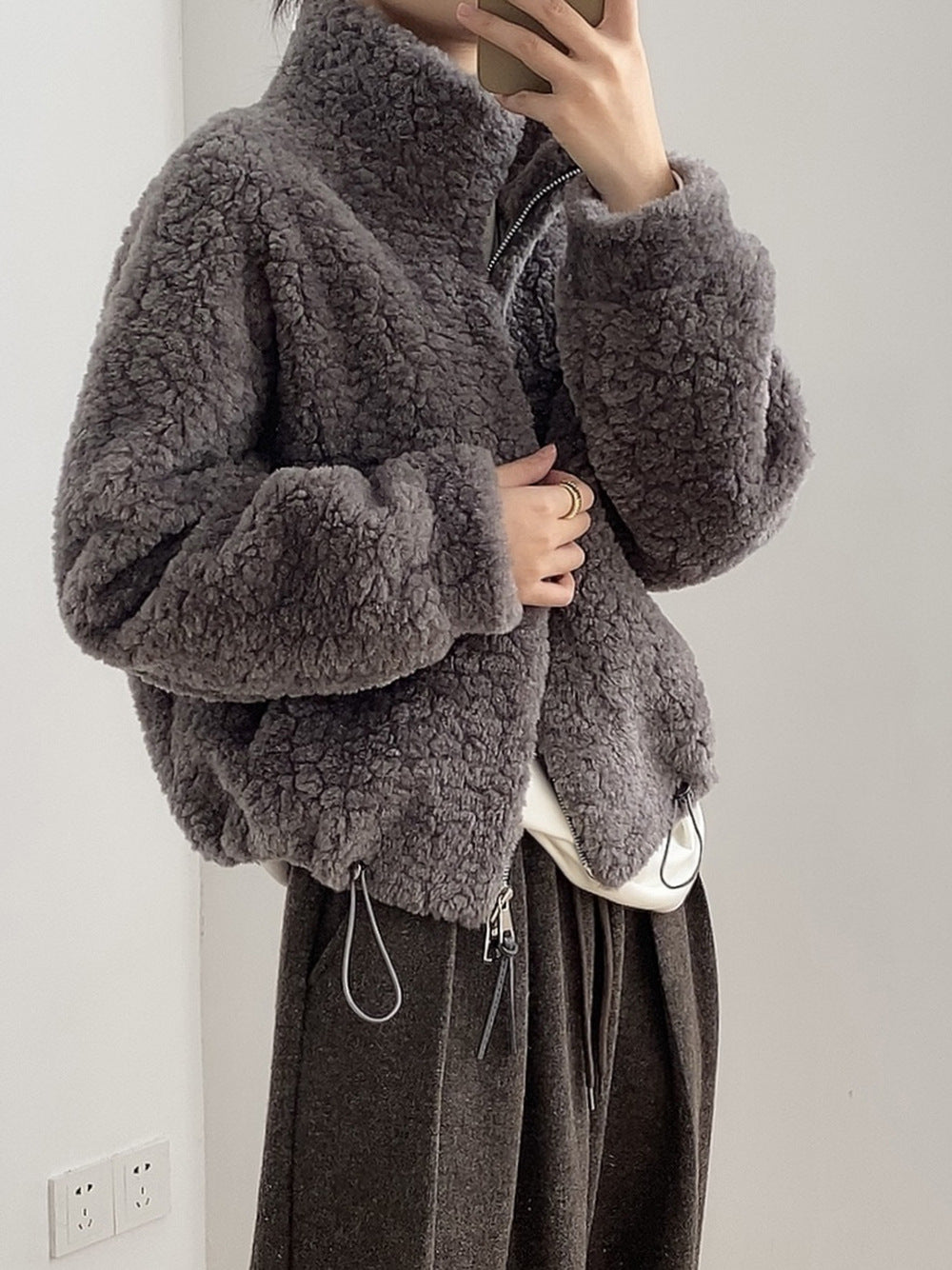 【YH8567】實拍冬天保暖厚款立领羊羔毛外套251113