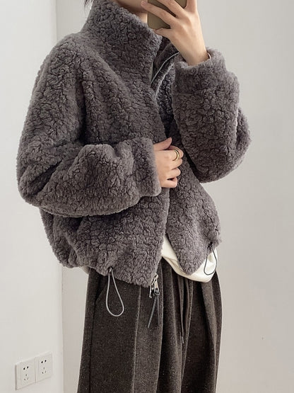 【YH8567】實拍冬天保暖厚款立领羊羔毛外套251113