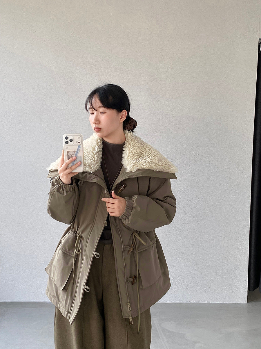 【cimz1727】實拍行走的火爐重工牛角扣大翻領工裝羽絨外套大衣(白鴨絨50)251120