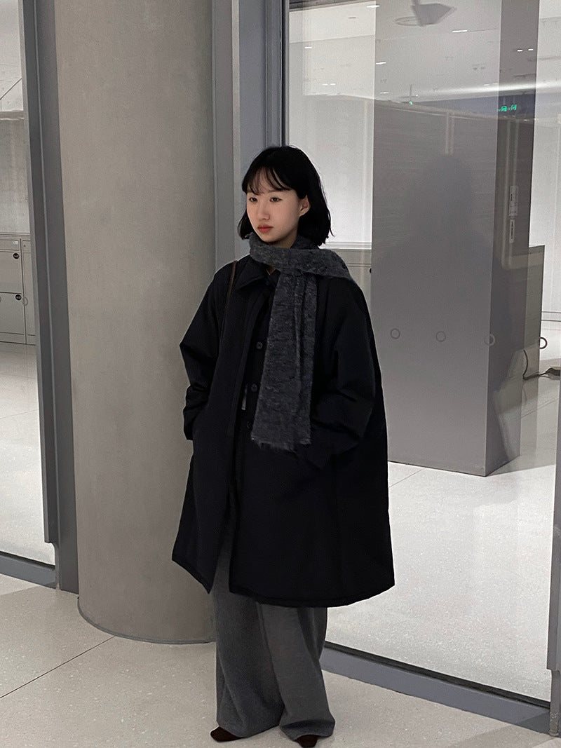 【cimz1235】 雪山奶糖 Muji 風輕薄初冬簡約廓形寬鬆棉服外套260108