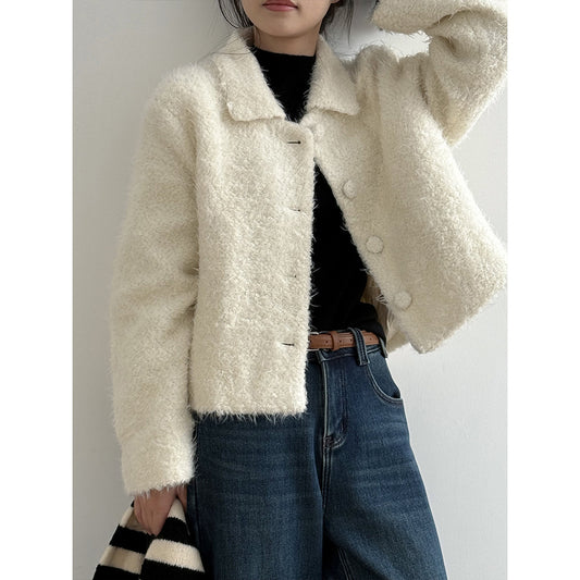 【Y8722】實拍高質感白鴨絨羊毛小香羊羔毛外套（白鴨絨90%)251106