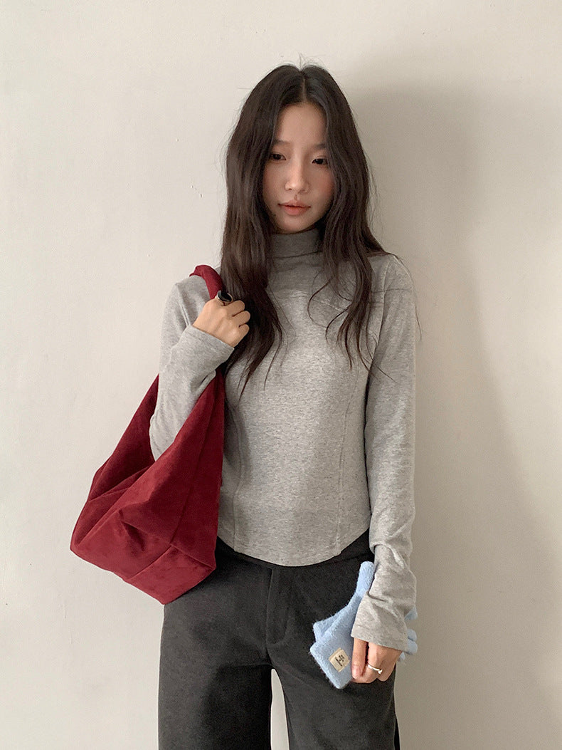 【LD11041】實拍羊绒簡約高領長袖T恤251202