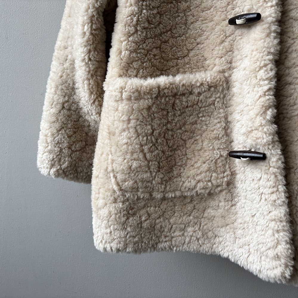 【Y7097】實拍冬季慵懒可愛牛角扣羊羔毛厚外套251113