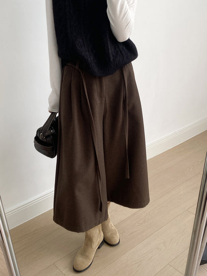 【Y82677】 實拍復古系帶加厚七分闊腿褲251023